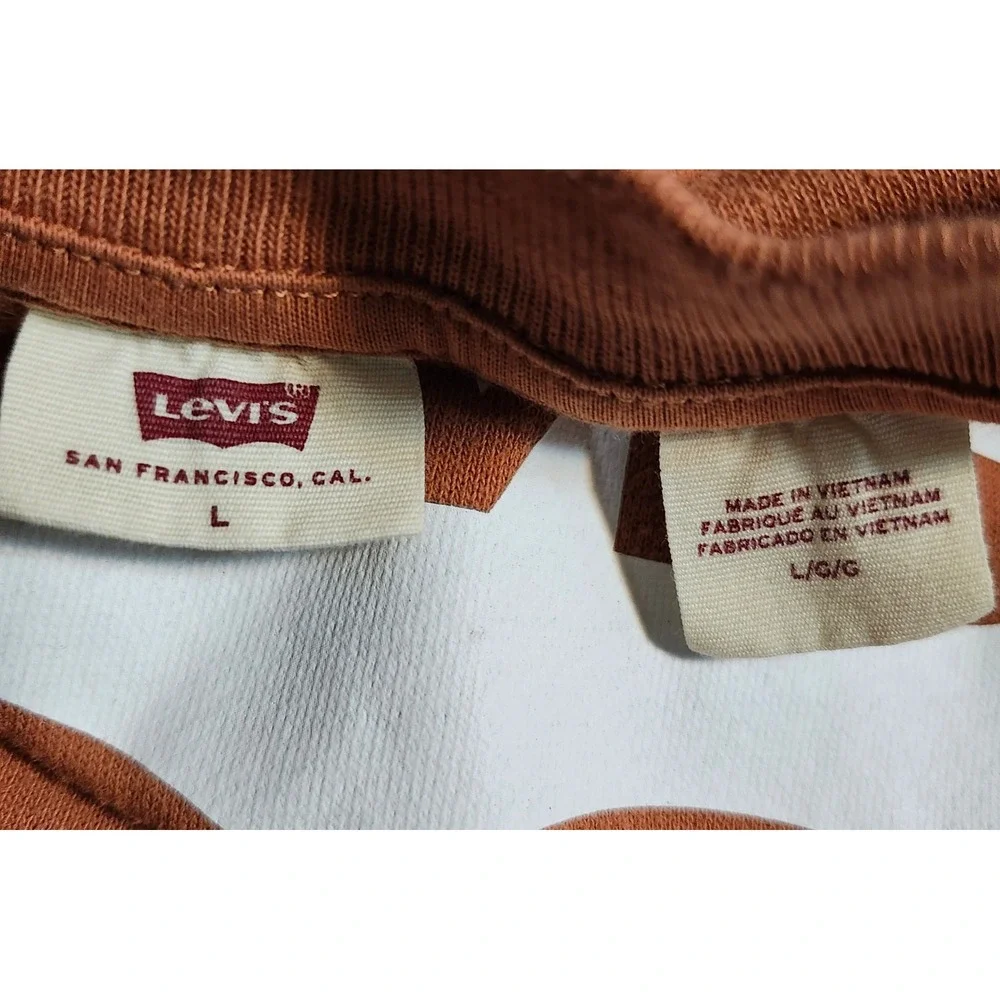 Levis Mens Batwing Logo Crewneck Sweatshirt Rust Orange Large Pullover Fleece